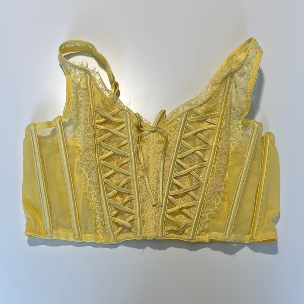 NWT - Large Yellow Lace-Up Corset Top